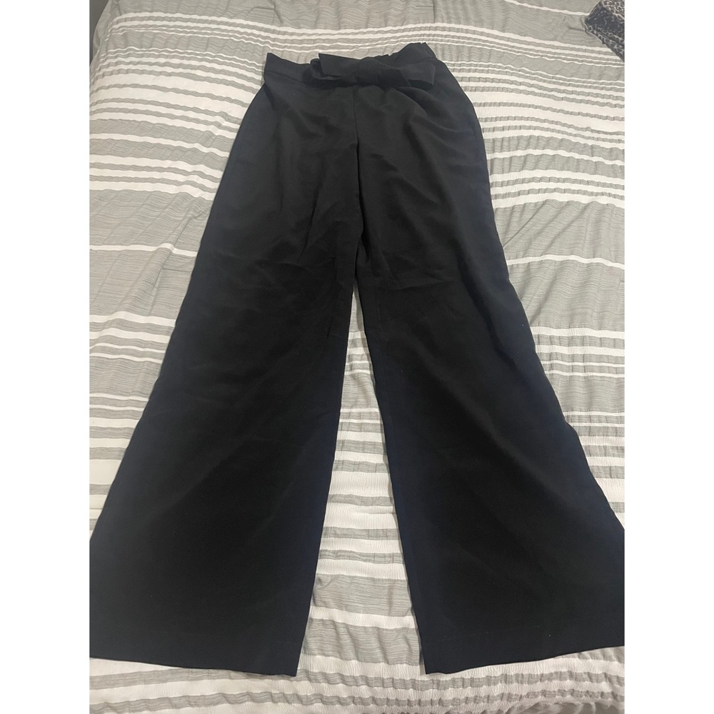 Banana Republic Black Polyester Dress Pants, Front Tie, Size 4, Stretchy